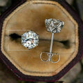 Korean Fashion Six Prong Single Zircon Stud Earrings, Classic Bridal Ear Jewelry For Women view 5