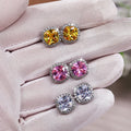 Classic Four Prong AAA Square Zircon Stud Earrings, European Style Supply Ear Jewelry view 1