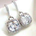 Simple Sparkling Square Cubic Zirconia Drop Earrings For Women, Fashion Commuter Ear Hook Jewelry view 5