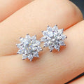 European Style Copper Flower Stud Earrings With Inlaid Zircon For Women And Students view 2