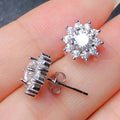 European Style Copper Flower Stud Earrings With Inlaid Zircon For Women And Students view 3