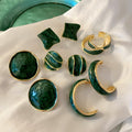Green Enamel Alloy Geometric Round Statement Stud Earrings For Women Metallic Sweet Cool Style view 1