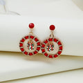 Elegant Christmas Enamel Alloy Hoop Dangle Santa Tree Gift Snowflake Bell Charm For Women Earrings view 3