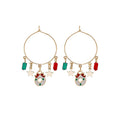 Creative Christmas Snowman Tree Wreath Star Charm Alloy Enamel Hoop Dangle Drop Earrings view 5