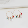 Creative Christmas Snowman Tree Wreath Star Charm Alloy Enamel Hoop Dangle Drop Earrings view 4