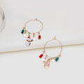 Creative Christmas Snowman Tree Wreath Star Charm Alloy Enamel Hoop Dangle Drop Earrings view 2