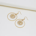 Vintage Bohemian Gold Alloy Round Hoop Sun Face Geometric Statement Dangle Earrings view 4
