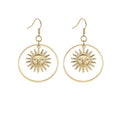 Vintage Bohemian Gold Alloy Round Hoop Sun Face Geometric Statement Dangle Earrings view 5