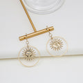 Vintage Bohemian Gold Alloy Round Hoop Sun Face Geometric Statement Dangle Earrings view 2