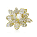 Alloy Zircon Pearl Lotus Brooch Pin For Clothing Anti Exposure view 2