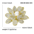 Alloy Zircon Pearl Lotus Brooch Pin For Clothing Anti Exposure view 4