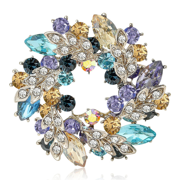 Metal Alloy Czech Rhinestone Bauhinia Flower Brooch For Formal Suits