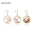 Elegant Chinese Style Enamel Alloy Cloud Frame Koi Deer Moon Rabbit Cartoon Dangle Hook Earrings view 1