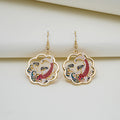 Elegant Chinese Style Enamel Alloy Cloud Frame Koi Deer Moon Rabbit Cartoon Dangle Hook Earrings view 4