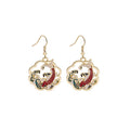 Elegant Chinese Style Enamel Alloy Cloud Frame Koi Deer Moon Rabbit Cartoon Dangle Hook Earrings view 5