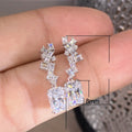 Geometric Irregular Zircon Drop Earrings For Women Wedding Anniversary Gift Jewelry view 5