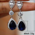 Sparkling Crystal Blue Zircon Drop Earrings For Women, Fashion Jewelry Supplier view 5