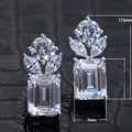 European Style Square Cubic Zirconia Stud Earrings, Super Sparkly Full Rhinestone Fashion Jewelry view 2