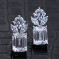 European Style Square Cubic Zirconia Stud Earrings, Super Sparkly Full Rhinestone Fashion Jewelry view 1