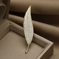 Alloy Zircon Leaf Brooch Pin For Suits And Dresses view 1