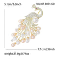 Gold Plated Alloy Peacock Pearl Brooch Pin For Suit Lapel view 4