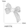 Copper Zircon Bow Pearl Brooch Pin For Dresses And Coats view 5
