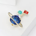Alloy Enamel Astronaut Planet Brooch Pin For Cute Space Decoration view 2