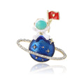 Alloy Enamel Astronaut Planet Brooch Pin For Cute Space Decoration view 5