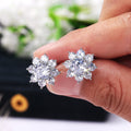 Korean Fashion Snowflake Zircon Necklace Jewelry Set, Versatile Flower Student Accessory Three Piece Set view 5