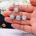Korean Fashion Snowflake Zircon Necklace Jewelry Set, Versatile Flower Student Accessory Three Piece Set view 4