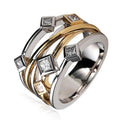 Multilayer Wrap Copper Gold Plated Two Tone Zircon Engagement Ring For Women, European Jewelry view 1