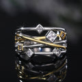 Multilayer Wrap Copper Gold Plated Two Tone Zircon Engagement Ring For Women, European Jewelry view 2