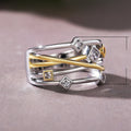 Multilayer Wrap Copper Gold Plated Two Tone Zircon Engagement Ring For Women, European Jewelry view 5