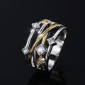 Multilayer Wrap Copper Gold Plated Two Tone Zircon Engagement Ring For Women, European Jewelry view 3
