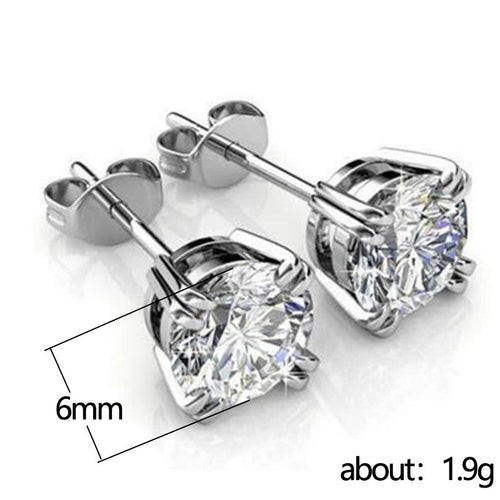 Classic Prong Set Round Zircon Stud Earrings For Women, Cross Border Jewelry