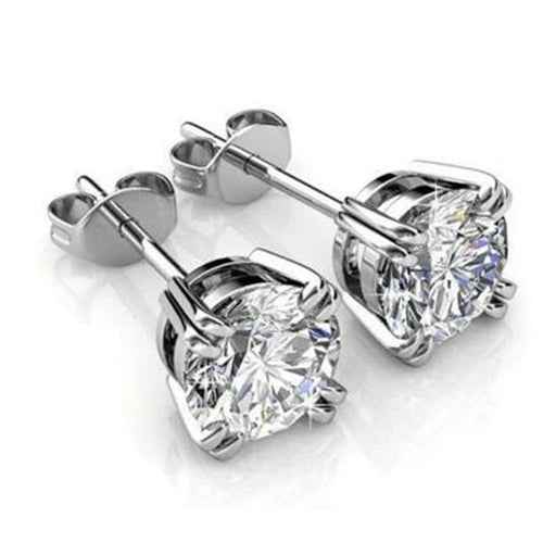Classic Prong Set Round Zircon Stud Earrings For Women, Cross Border Jewelry