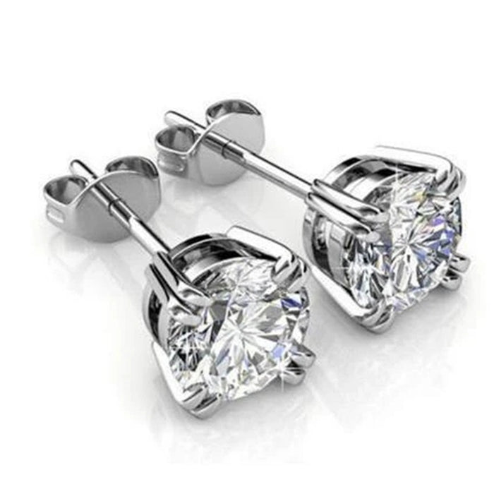 Classic Prong Set Round Zircon Stud Earrings For Women, Cross Border Jewelry