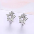 Zircon Inlaid Five Point Star Huggie Earrings For Women, Minimalist Korean Style view 2