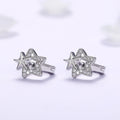 Zircon Inlaid Five Point Star Huggie Earrings For Women, Minimalist Korean Style view 3