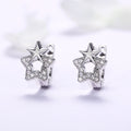Zircon Inlaid Five Point Star Huggie Earrings For Women, Minimalist Korean Style view 1