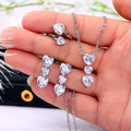 Micro Pave Heart Zircon Necklace Earrings Ring Three Piece Jewelry Set Women Love Theme view 1