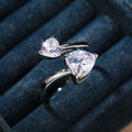 Micro Pave Heart Zircon Necklace Earrings Ring Three Piece Jewelry Set Women Love Theme view 3