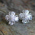 Trendy Micro Pave Zircon Flower Stud Earrings For Women European Fashion Jewelry view 1