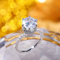 Luxury Six Prong Simulated Zircon Wedding Ring Romantic European Bridal Jewelry For Women view 3