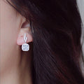 Delicate Full Zircon Square Drop Earrings For Women Versatile Street Style Fashion Jewelry view 4