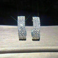 Elegant Three Row Full Zircon Drop Earrings, Cross Border Bridal Jewelry Supply view 2
