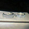 Elegant Three Row Full Zircon Drop Earrings, Cross Border Bridal Jewelry Supply view 3