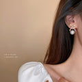 Korean Minimalist Alloy Letter Rhinestone Pearl Stud Earrings With Silver Needle view 4
