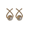 Korean Minimalist Alloy Letter Rhinestone Pearl Stud Earrings With Silver Needle view 5