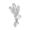 Gold Plated Alloy Pearl Bow Brooch For Suits And Coats view 2